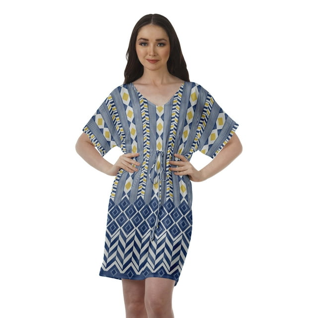 Moomaya Robes d'Anniversaire Femmes Robe de Travail Imprimée Femmes Bureau Robes à Col en V