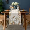 thumbnail image 2 of Fall Floral Leaves Table Runner, Thanksgiving Pumpkins Cotton Linen Tablecloth Farmhouse Table Decor for Home,Kitchen,Dining Room,Indoor,Outdoor,13X108 Inches Extra Long, Boho, 2 of 2