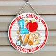 thumbnail image 7 of Flagwix Personalized Back To School Sign, Custom Round Wooden Teacher Name Sign, Classroom Decor, Unique Teacher Gifts, Rustic Apple and Pens Door Sign - 12 inches, 7 of 7