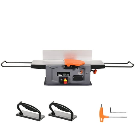 KFFKFF Tabletop Spiral Jointer, 8'', 2HP, 10000 RPM, Includes 18-Blade Spiral Cutterhead, Arm Extends to 6.5'', Plus 8x42.3'' Work Surface, Depth Adjusts 0-1/8'' for Woodworking
