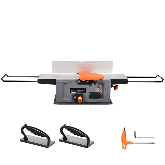 KFFKFF Tabletop Spiral Jointer, 8'', 2HP, 10000 RPM, Includes 18-Blade Spiral Cutterhead, Arm Extends to 6.5'', Plus 8x42.3'' Work Surface, Depth Adjusts 0-1/8'' for Woodworking