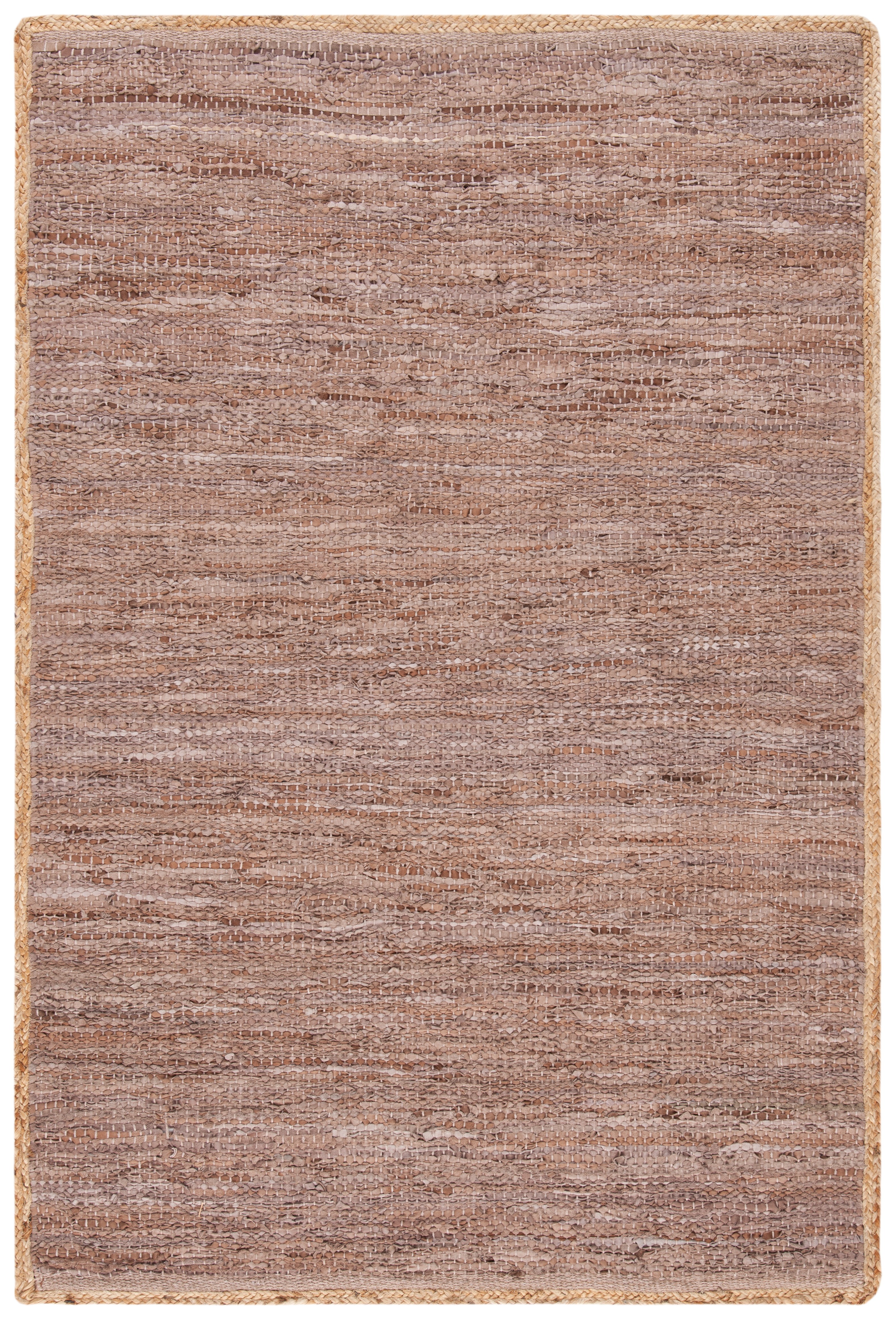 SAFAVIEH Cape Cod Ainsley Texture/Embroidery Area Rug, Brown/Natural, 4' x 6'