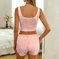 thumbnail image 3 of Bixock Womens Pajama Set,Pajamas for Women Solid Color U Neck Fitted Camisole Crop Top Summer Lightweight 2 Piece Loungewear Sleepwear, 3 of 6