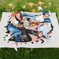 thumbnail image 6 of Extra Large Picnic Beach Blanket Waterproof Sand Proof Portable Outdoor Mat Glittery Bow with Bats Silhouette 60x80, 6 of 9