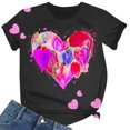 thumbnail image 1 of PMUYBHF camisole Noire pour Femmes, Mode, Imprimé Amour, Col Rond, Manches Courtes, T-Shirt Décontracté (1), 1 of 5