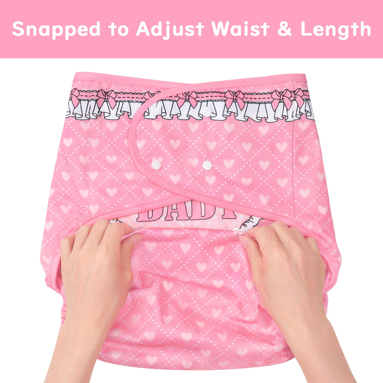 Littleforbig Washable Adjustable Reusable Waterproof Cloth Adult Diaper Wrap Cover One Size - Blushing L