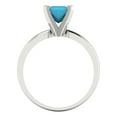 thumbnail image 4 of 1ct princess cut turquoise 18k white gold Bridal Wedding Engagement Promise Anniversary Ring for Women size 4.5, 4 of 7