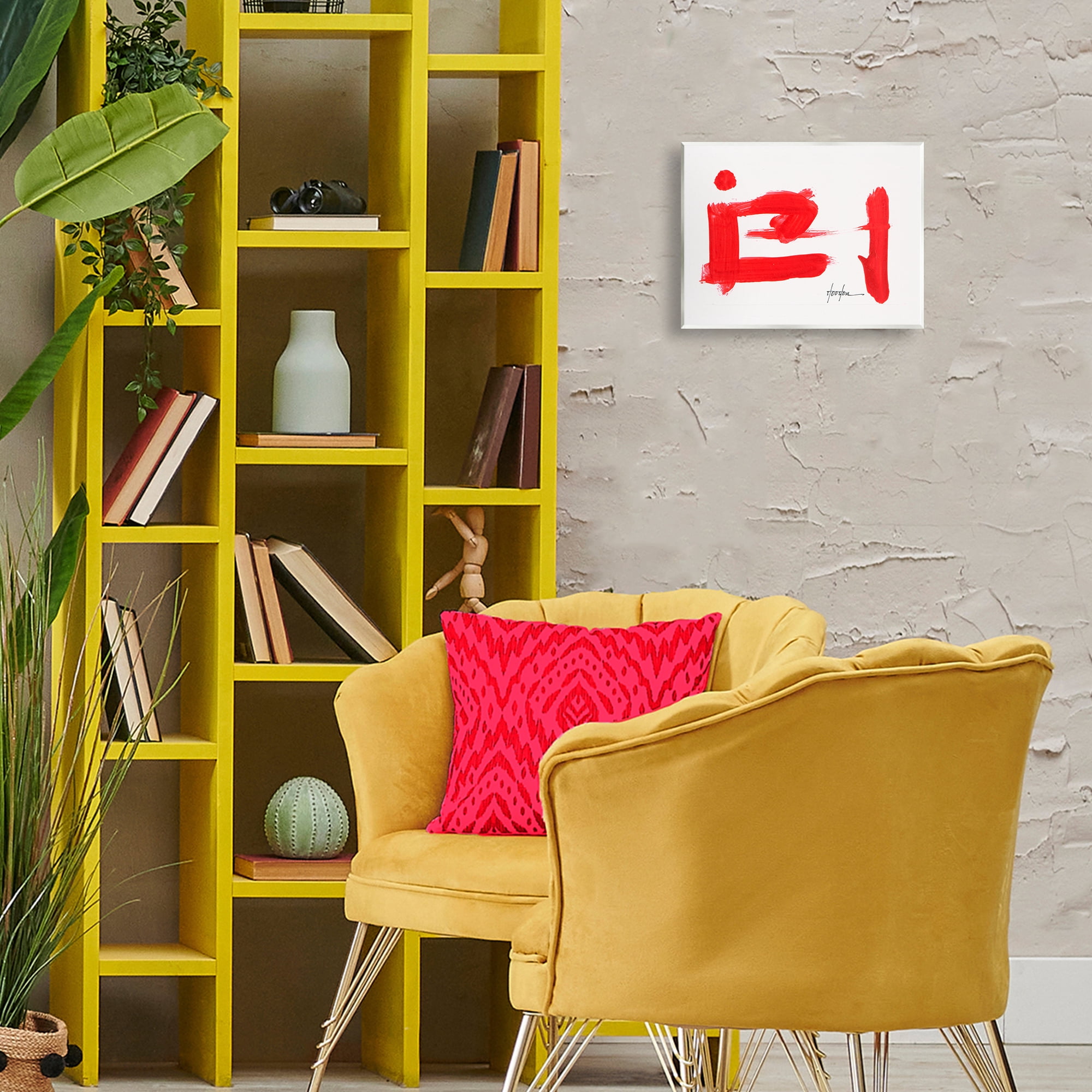 Stupell Industries Abstract Red Symbol Text & Numbers Painting Unframed Art Print Wall Art, 14 x 11