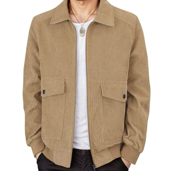 Men's Corduroy Zip - Up Jacket: Retro Style, Multi - Pocket for Casual & Outdoor Looks