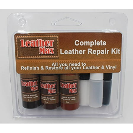 Max Leather - Furniture Leather Max Complete Leather Refinish and Repair Kit Now with 3 Color Shades to Blend with / Leather & Vinyl Restorer (Blood Red)