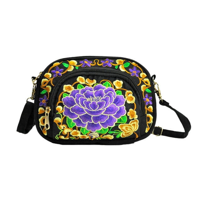 Bolso de mujer Qarigey bordado pequeño hombro diseño especial artículo de moda peonía morada