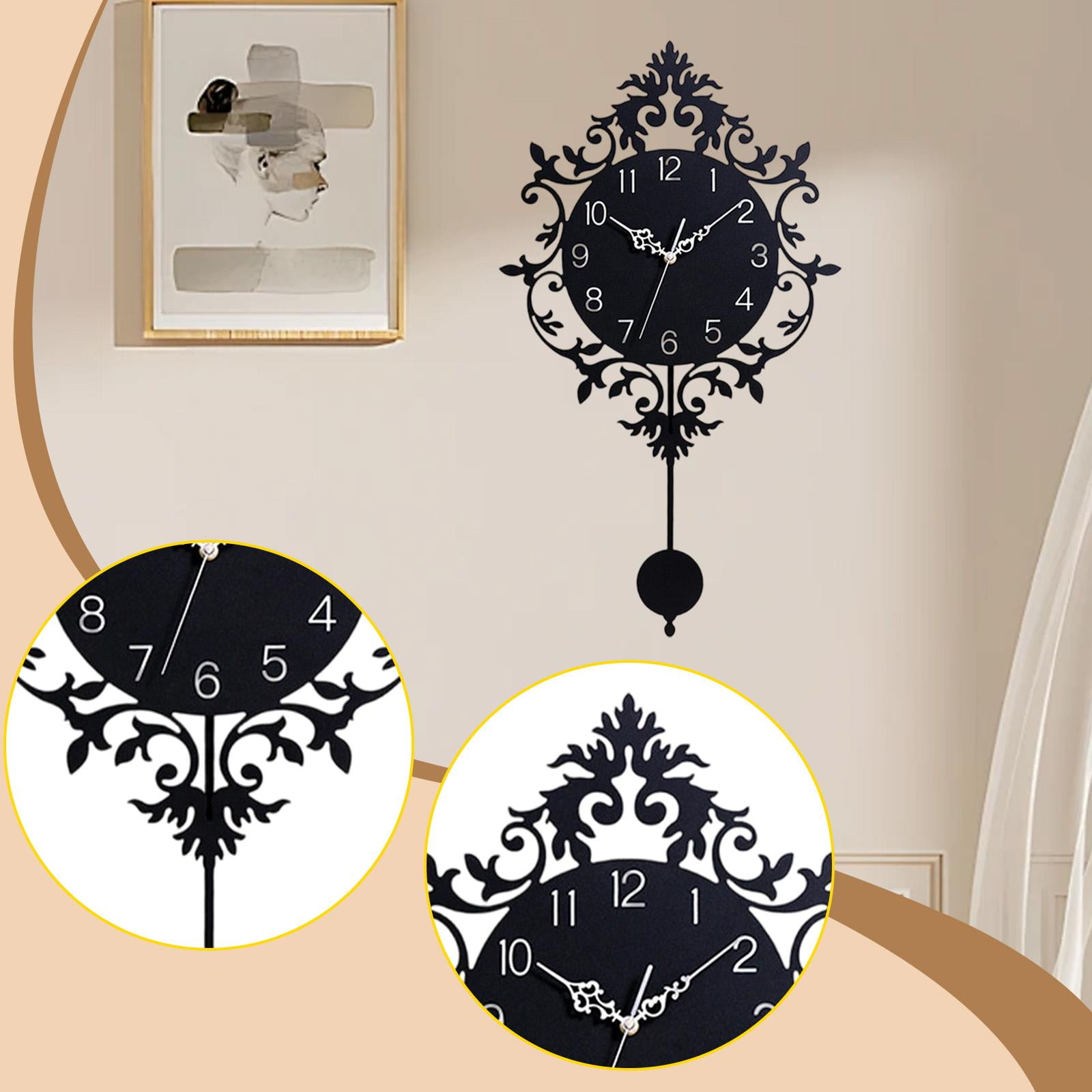Wall Hanging Clock Round Wall Clock with Pendulum Ornament Acrylic Smooth Surface for Modern Nursery Kids Room