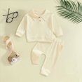 thumbnail image 2 of TOWED22 Toddler Baby Boy Fall Winter Clothes Long Sleeve Sweatshirt Pullover Tops + Joggers Pants Outfit Set Size:6-12 M,Color:Yellow, 2 of 6