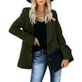 thumbnail image 2 of Fulijie Solid Color Long Sleeve Lapel Cover-Up Plus Coat for Women, Size S-3XL, Big&Tall Green, Women's Casual Light Weight Thin Jacket Slim Coat Long Sleeve Office Business Coats Jacket, 2 of 7