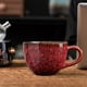 thumbnail image 4 of Taza de café Raku rojo, diseño vintage con patrón para lattes y desayuno, 4 of 6