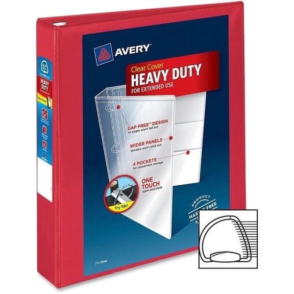 Avery Heavy-Duty EZD Ring Reference View Binders - Red - 1.5 in.