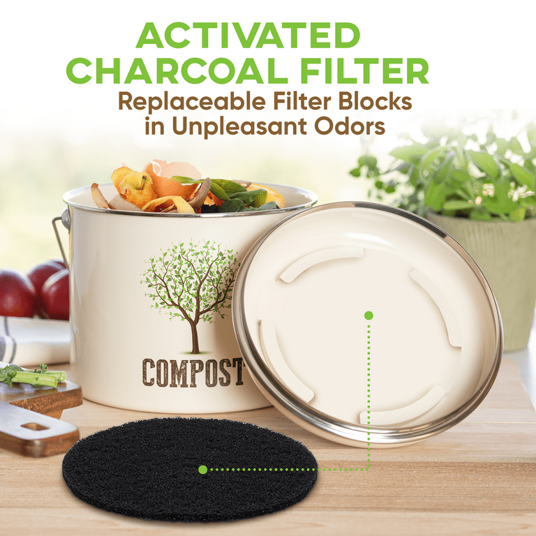Kitchen Compost Bucket with Charcoal Filter - Garden Artisans LLC