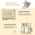 thumbnail image 5 of Hzuaneri Cat Tree, 82.6" Tall Multi‑Level Indoor Cat Tower with Scratching Posts, Condo, Hammock and Pom Poms, Beige, 5 of 12
