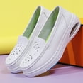 thumbnail image 6 of Havenx Women's Platform Nurse Working Shoes Air Cushion Lightweight Non Slip Low Heel Orthopedic Loafers Slip-On Fashion Comfortable Healthcare Moccasin Long Walking Shoes,White 41(US-9), 6 of 7