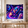 thumbnail image 5 of Moon Stars Rocket with Ship Angled Diagonally Soaring, Mystical Fantasy for Space Lovers, Galaxy Room Decor, Mother'S Day Gift, Tapestry Wall Hanging for Bedroom and Dorm, 5 of 7