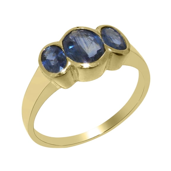 LBG British Made 14k Yellow Gold Natural Sapphire Womens Anniversary Ring - 33 size options - Size 10