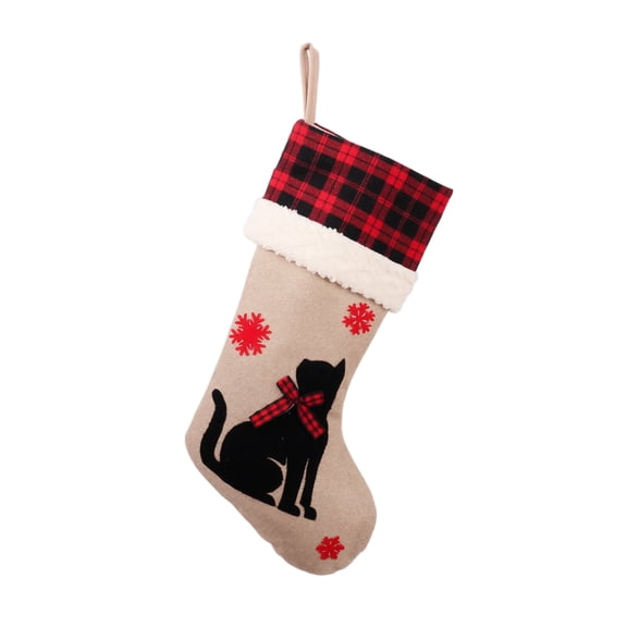 THOPBPRK Cat Christmas Stocking Holiday Fireplace Hanging Stocking Embroidered Festive Mantel Decor For Family Celebrations Winter Party Decoration Home Ornament Gift Bag , A