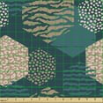 thumbnail image 2 of Ambesonne Leopard Fabric by the Yard Upholstery, Hexagons in Various Prints, 1 Yard, Dark Teal Pale Salmon, 2 of 5