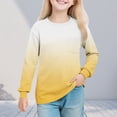 thumbnail image 2 of GNFQXSS Kids Ombre Crew Neck Long Sleeve Pullover Relaxed Soft Breathable Cozy Casual School Everyday Wear Yellow 7 Years, 2 of 8