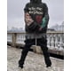 thumbnail image 5 of Sudadera con estampado de letras y grafiti de terciopelo para hombre, forro polar Harajuku, 5 of 5
