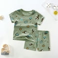 thumbnail image 3 of Little Child Short Sleeve Shirts Tops Shorts Suit 2pcs Set Summer Short Sleeve Indoor Suit Cartoon Car Pattern Suit H 6 Years-7 Years, 3 of 7