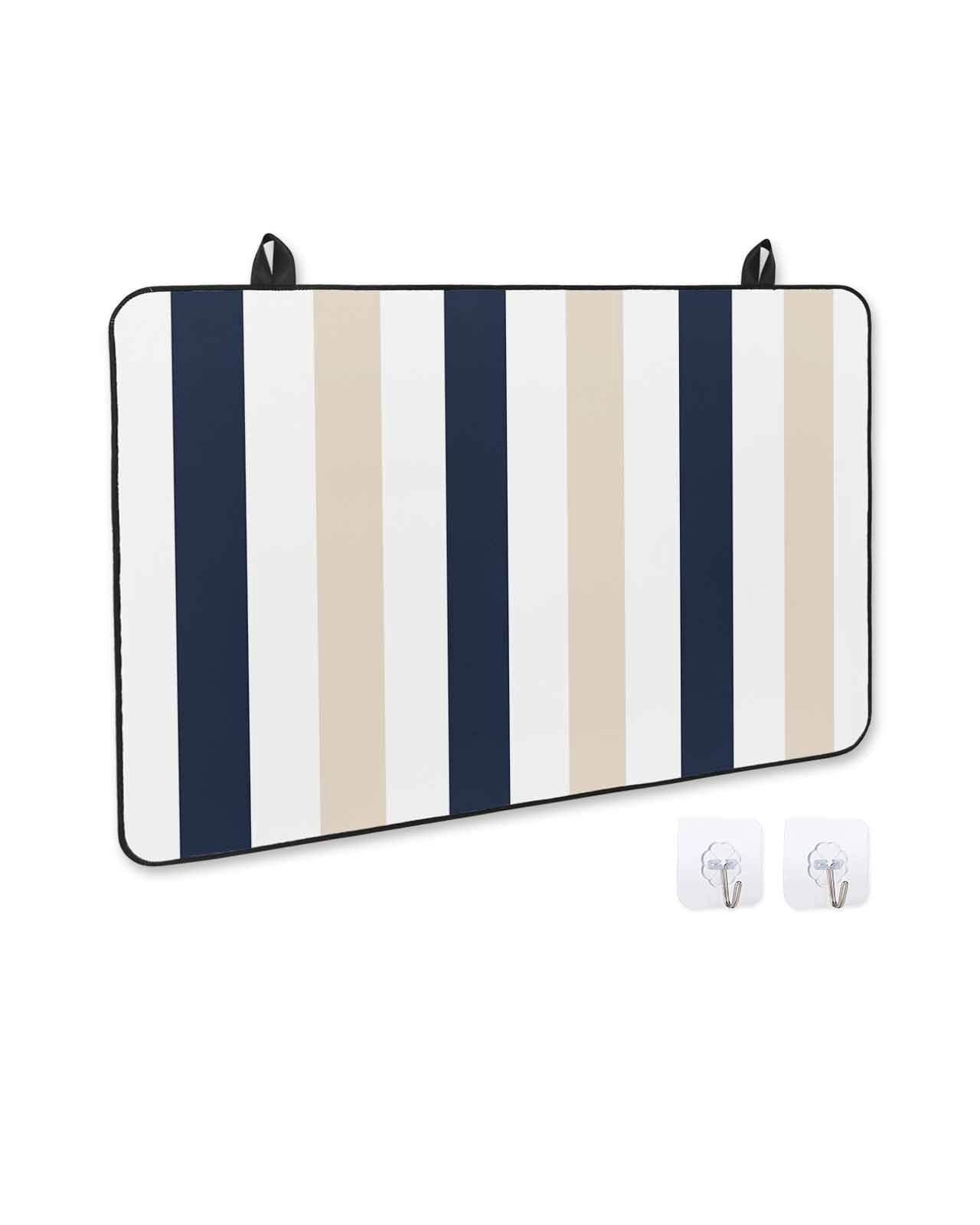 nqOlkjepod Large Induction Cooktop Protector Mat 36"x21", Beige Navy Blue Striped Stove Top Covers for Electric Stove, Farmhouse Stripe Art Decorative Stove Burner Cover Mats, Glass Top Stove Cover