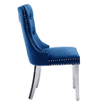 thumbnail image 3 of Tcbosik 2 Pack Upholstered Velvet Chairs, Dining Chair with Button Tufted Back & Metal Legs for Living Room, Kitchen, Easy Assembly, Blue & Silver, 3 of 11