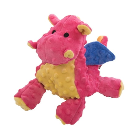 goDog Dragons Squeaky Plush Dog Toy, Chew Guard Technology, Coral, Large