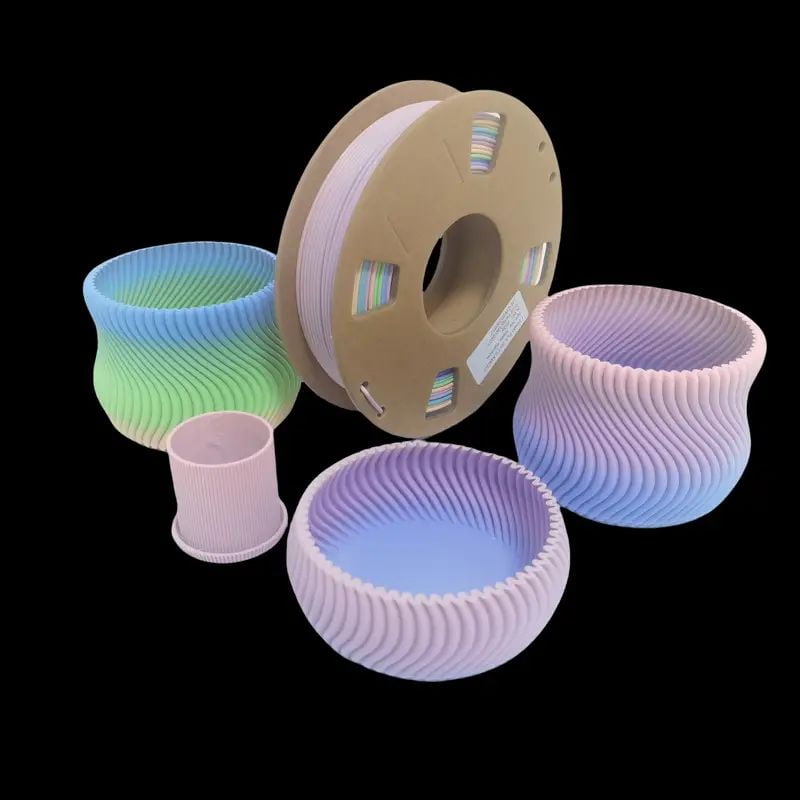 Matte Rainbow PLA 3D Printer Filament 1.75mm, Purple Pink Green Blue Gradient 3D Printing Consumables, 250g (0.55lbs)