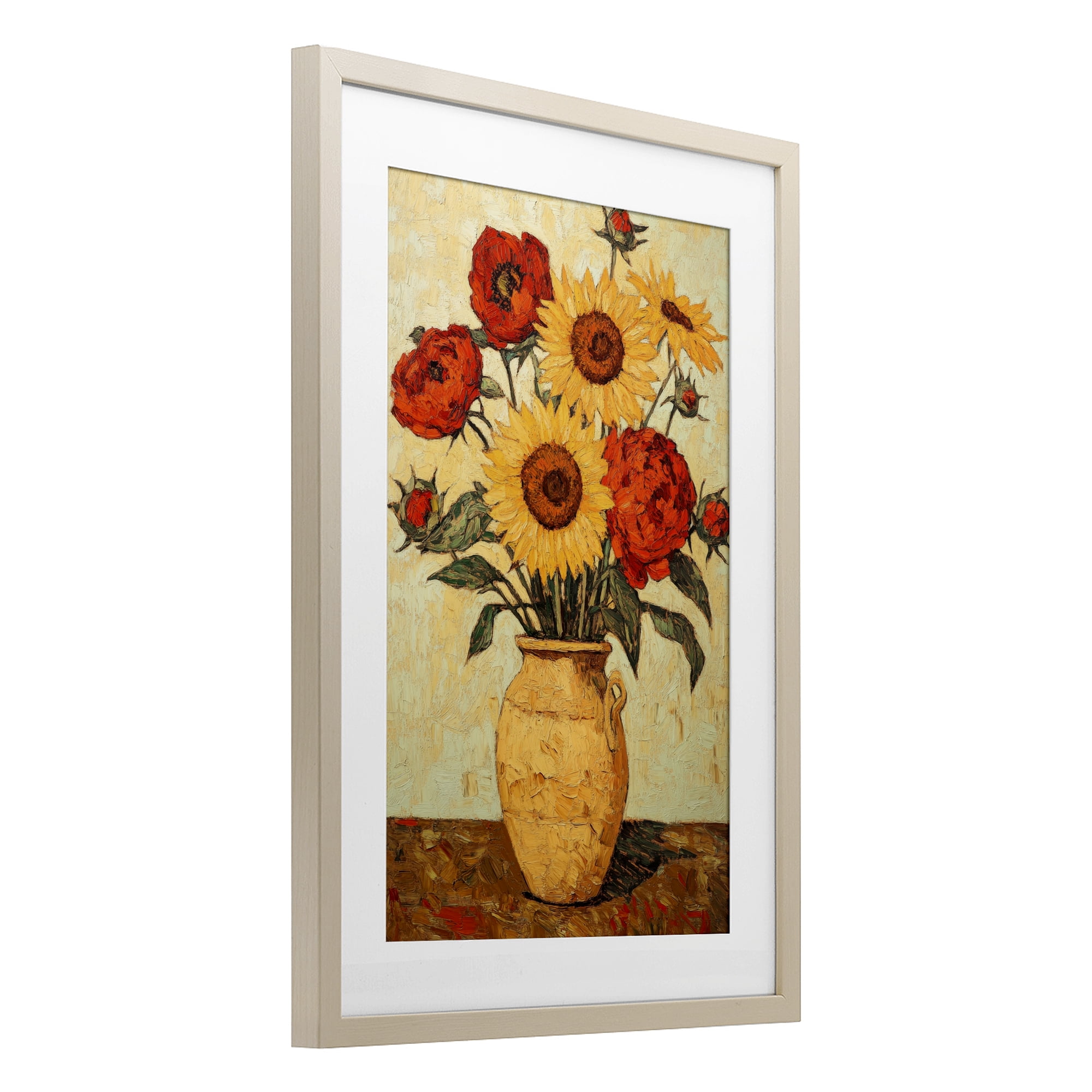 Rustic Flower Display Birch Framed Print Under Glass, design by Petal Prints Design