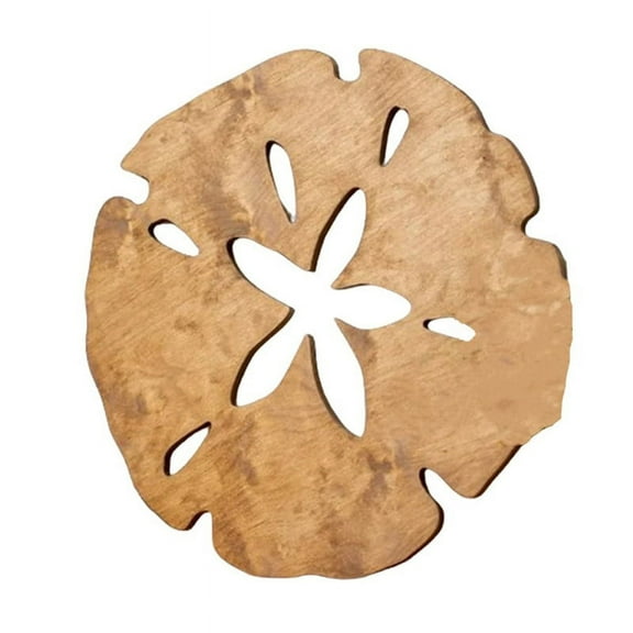 Wall Decor Sand Dollar Wood Round Art Outdoor Beach Hanging Decoration,Brown S