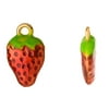 Enamel Drop, Green And Red Strawberry 18Kgold-Finished 10.4x4.4mm 4pcs/pack (2-pack Value Bundle), SAVE $1