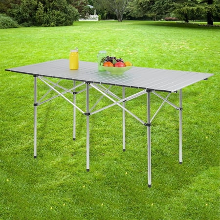 140x70cm Outdoor Camping Picnic Table Portable Square Small Aluminum Folding Roll Up In A Bag