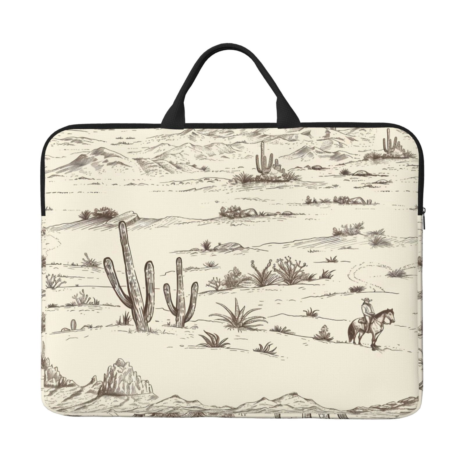 Laptop Sleeve Bag For Women Men 14inch Waterproof Durable Protective Computer Carrying Cover Handle Laptop Case Bag Desert Landscape Mountains Cacti Cowboy (2)
