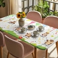 thumbnail image 3 of Groundhog Day Table Cloths for 3 Foot Rectangle Tables, Bunting Floral Cartoon Funny Colorful Cute Patio Waterproof Elastic Fitted Tablecloths, Washable Rectangular Table Cover for Camping, 3 of 8