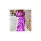 thumbnail image 1 of Vestido de fiesta largo para mujer con solapa estampada violeta, 1 of 6