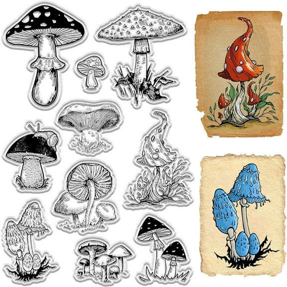 1 Sheet Custom PVC Plastic Clear Stamps for DIY Scrapbooking Photo Album Decorative Cards Making Stamp Sheets Film Frame Mushroom 160x110x3mm