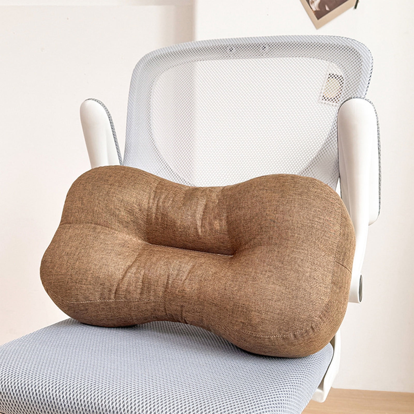 LHNFT Ergonomic Butterfly-Shaped Neck Pillow, Contoured Cervical Support Pillow for Neck Pain Relief, Soft Linen-Feel Pillow for All Sleeping Positions