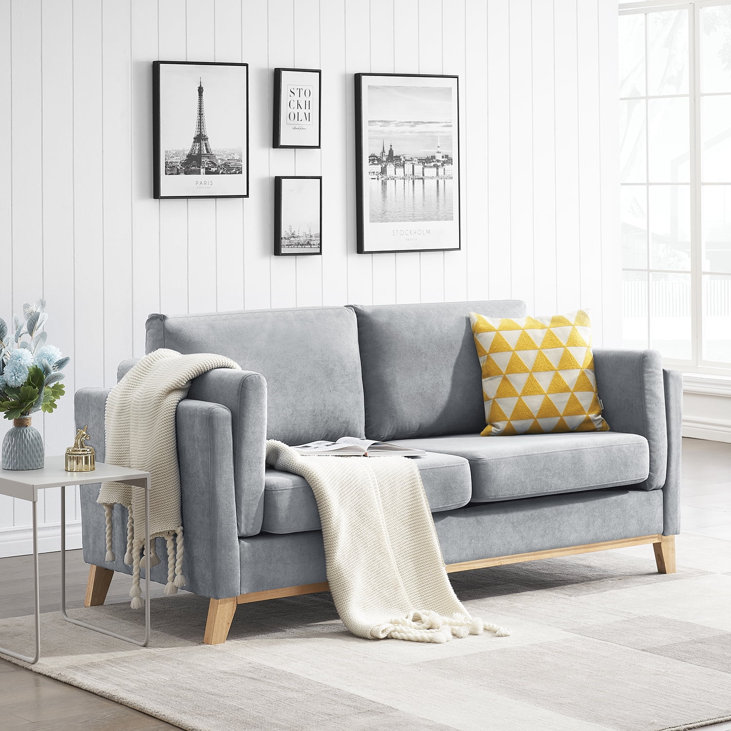 Kadyn 2-Seat Sofa, Chenille Sofa Couch with Soft Cushion and Armrests, Modern Upholstered Sofa for Living Room, Grey Kadyn 2-Seat Sofa, Chenille Sofa Couch with Soft Cushion and Armrests, Modern Upholstered Sofa for Living Room, Grey