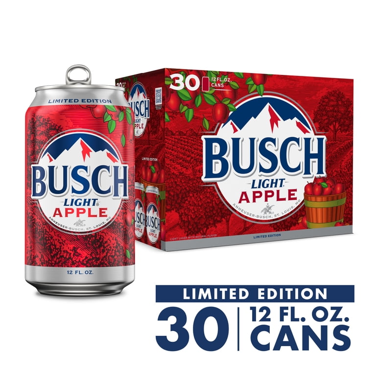 Busch Light Apple American Lager Beer 30 Pack, 12 fl oz Cans , 4.1