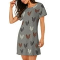 thumbnail image 2 of Balery Rooster Pattern Womens Short Sleeve Sleepshirt Scoopneck Cute Nightdress Comfy Nightgown Loungewear Dress, 2 of 6