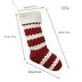 thumbnail image 3 of Large Christmas Knit Stocking, Green Fireplace Hanging Stockings with White Stripes, for Home Xmas Decor Party Favor Supplies, 6.5x18 inch, 3 of 5