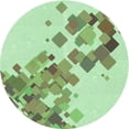 thumbnail image 1 of Ahgly Company Tapis Rond Lavable en Machine Intérieur Transitionnel Vert, 3 Pieds Rond, 1 of 7