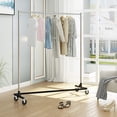 thumbnail image 5 of Clothes Rack with Cover & Tube Bracket, Industrial Pipe Z Base Clothing Garment Rack on Wheels with Brakes, Heavy Duty Sturdy Square Tube Garment Rack for Home, White (59x24x68 inch), 5 of 5