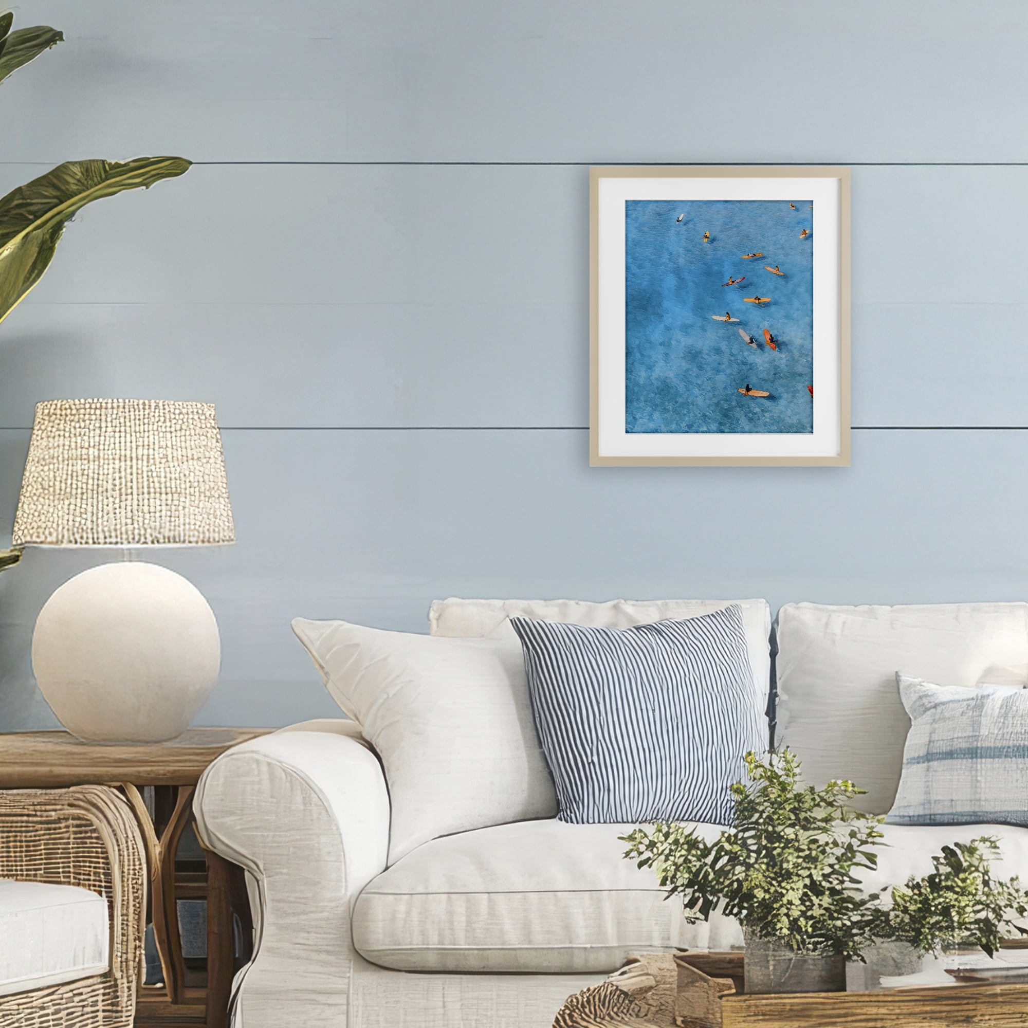 Stupell Industries Leisurely Surfers on Sea Birch Framed Print Under Glass, design by Jesse Keith
